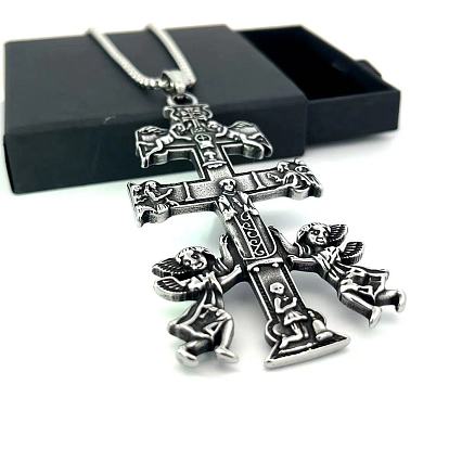 Ожерелья из нержавеющей стали с подвеской в виде ангела-креста в стиле хип-хопа для мужчин