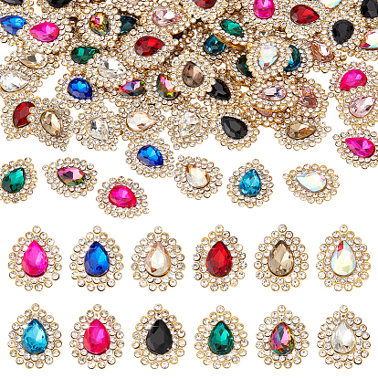 72шт 12 цвета пришиваем стразы, многожильные звенья из сплава цинка и стеклянных стразов, золотые, слеза