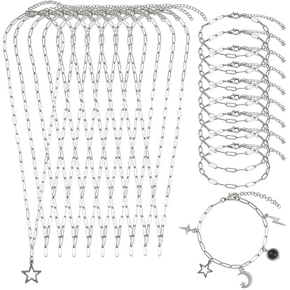 304 комплекты украшений из цепочек-скрепок из нержавеющей стали и браслетов