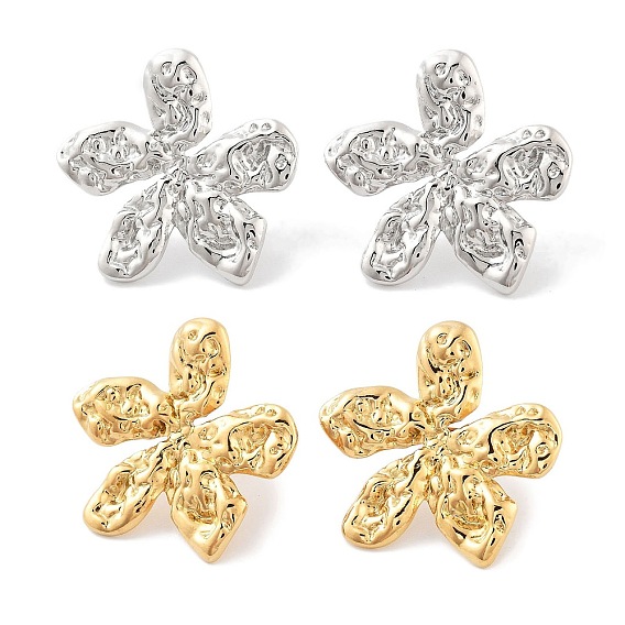 304 Stainless Steel Stud Earrings, Flower, for Women