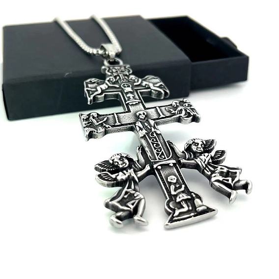 Ожерелья из нержавеющей стали с подвеской в виде ангела-креста в стиле хип-хопа для мужчин