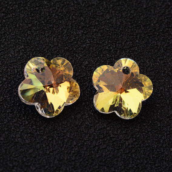 Flower Faceted K9 Glass Charms, Imitation Austrian Crystal