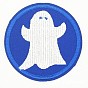 Computerized Embroidery Cloth Iron on/Sew on Patches, Costume Accessories, Flat Round with Ghost