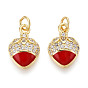 Латунные микро проложить кубического циркония подвески, без кадмия, без никеля и без свинца, с эмалью, клубника, с целью перехода в кольце