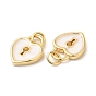 Real 16K Gold Plated Brass Enamel Charms, with Jump Ring, Heart Lock Charms