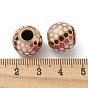 Brass Enamel European Beads, Large Hole Beads, Golden, Round
