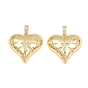 Brass Micro Pave Clear Cubic Zirconia Pendants, Heart Charms
