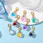 8pcs Plastic Pendants Decorations, with Alloy Lobster Claw Clasps, Cube