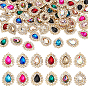 72шт 12 цвета пришиваем стразы, многожильные звенья из сплава цинка и стеклянных стразов, золотые, слеза