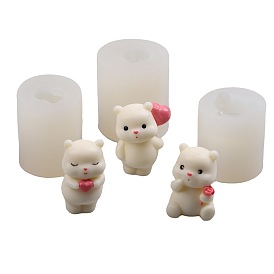Медведь с сердцем/розой/воздушным шаром, ароматические свечи, пищевые силиконовые формы, формы для изготовления свечей, формы для ароматерапевтических свечей