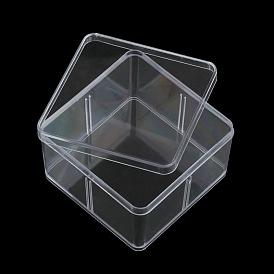 Boîtes de rangement transparentes en perles acryliques, carrée