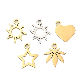 304 подвески из нержавеющей стали, реальный 18 k позолоченный, солнечный луч, сердце и звезда