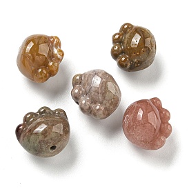 Natural Alashan Agate Carved Beads, Cat Paw Print
