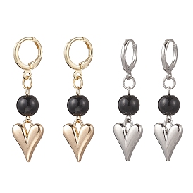 Серьги-кольца с кисточками в форме сердца из сплава, с латунными серьгами-кольцами