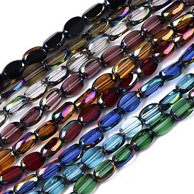 Electroplate Glass Beads Strands, Edge AB Color Plated, Oval