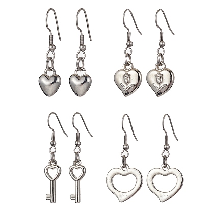 CCB Plastic Heart Dangle Earrings, 304 Stainless Steel Earrings