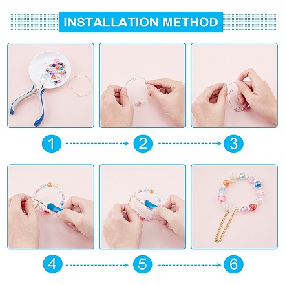 DIY Children's Day Gift Bracelets Making Kits, with Acrylic Beads and plastic Beads, Elastic Cord, with Polyester Outside and Rubber Inside