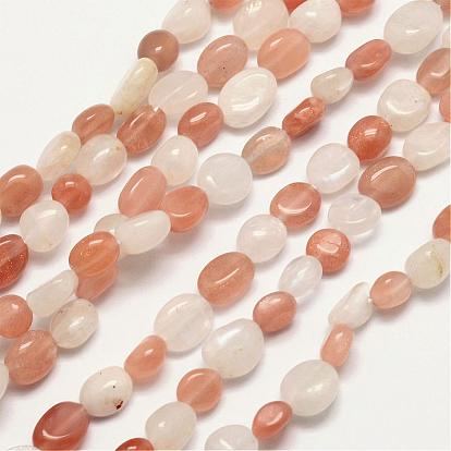 Natural Sunstone Bead Strands, Tumbled Stone, Nuggets, 6~9x6~9mm, Hole: 1mm, about 15.74 inch