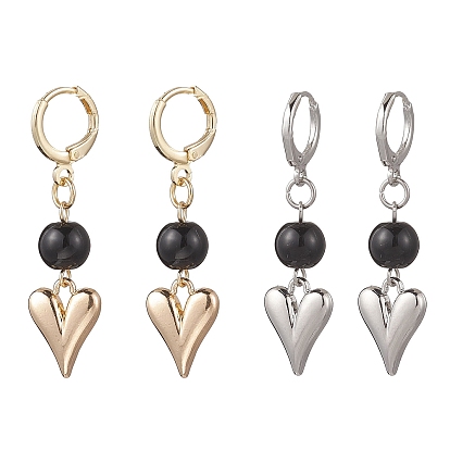 Серьги-кольца с кисточками в форме сердца из сплава, с латунными серьгами-кольцами