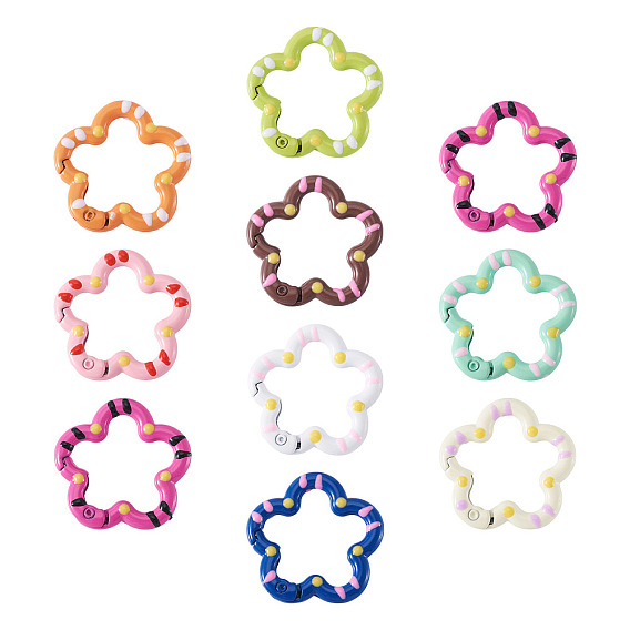 10пружинные кольца из сплава, окрашенные распылением, цветок