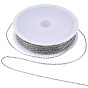 1Roll 304 Stainless Steel Cable Chains, for DIY Jewelry Making, Soldered, with Spool, Flat Oval
