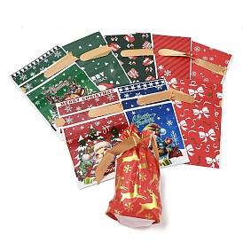 Christmas Theme Plastic Packing Pouches Drawstring Bags, Rectangle