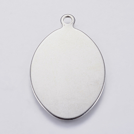 201 Stainless Steel Stamping Blank Tag Pendants, Oval