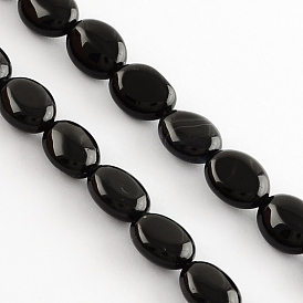 Dyed & Heated Natural Black Onyx Beads Strands, Oval