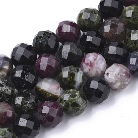 Tourmaline naturelle des perles brins, facette, ronde