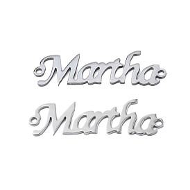 304 Stainless Steel Connector Charms, Word Martha