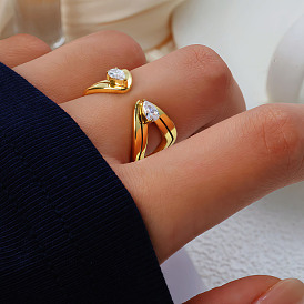 304 Открытые кольца для манжеты из нержавеющей стали и кубического циркония, слеза