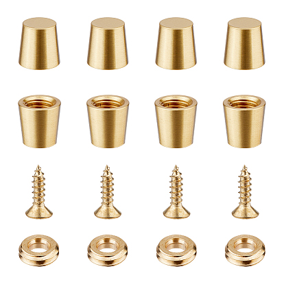 4 комплекты латунных мебельных накладок, винтовые ножки стола и стула, с железным винтом и акриловыми наклейками