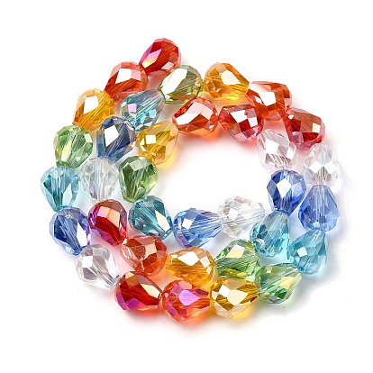 Гальванизированные прозрачные градиентные цветные стеклянные бусины, слеза, граненые