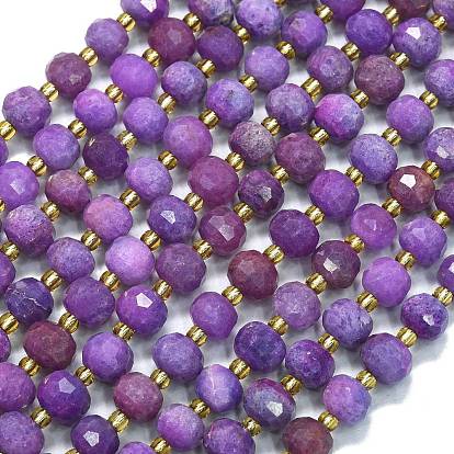 Окрашенные природные белый нефрит бисер пряди, с бисером, граненые, фонарь