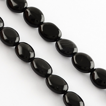 Dyed & Heated Natural Black Onyx Beads Strands, Oval