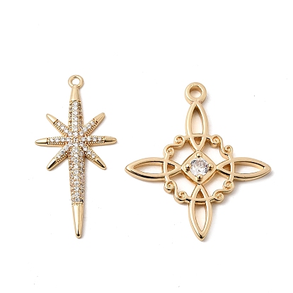 Подвески из латуни с прозрачным фианитом, звезды прелести