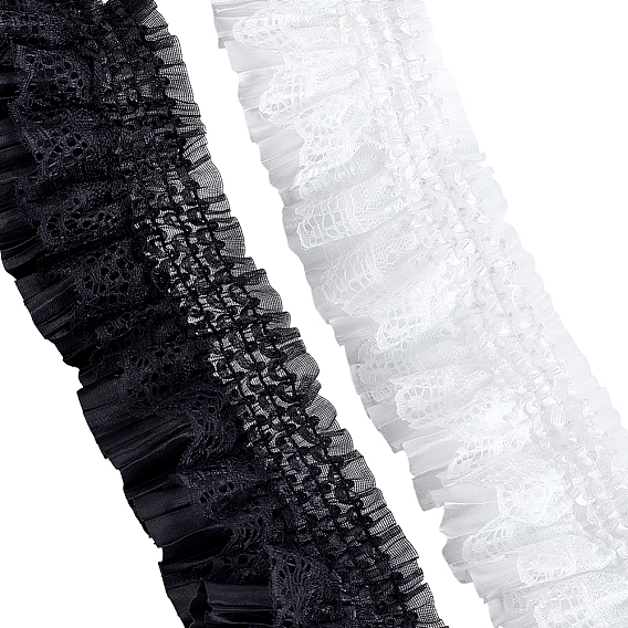 Ткань с эластичной кружевной отделкой, Многослойная кружевная лента с цветочной складкой, аксессуары для одежды