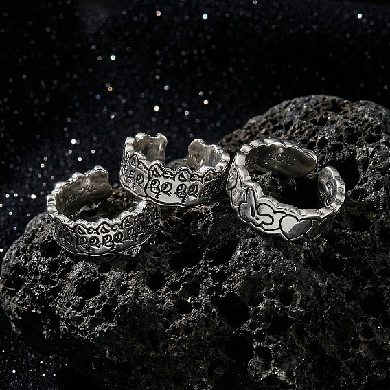 Brass Enamel Cuff Open Rings, Platinum
