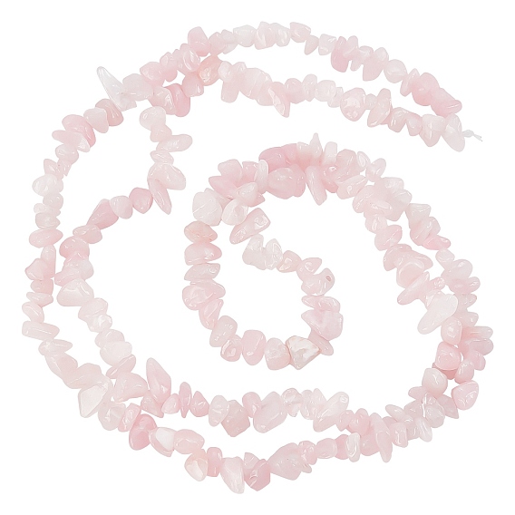 3 нити из натурального розового кварца с бусинами