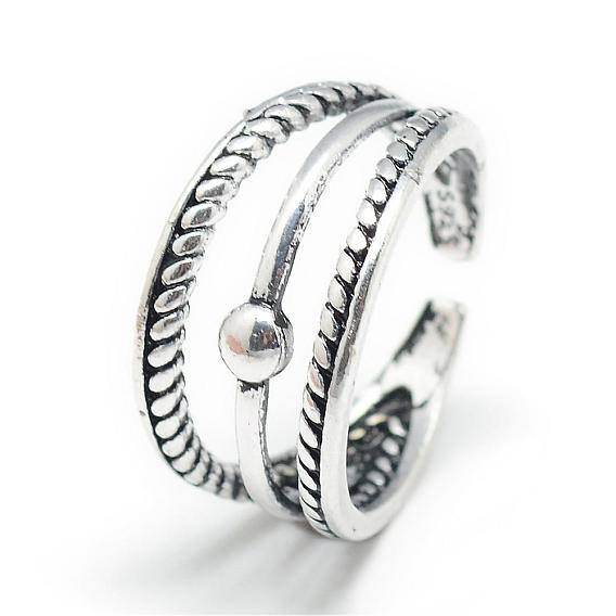 Adjustable Alloy Cuff Finger Rings, Size 7
