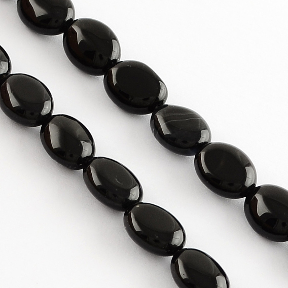 Dyed & Heated Natural Black Onyx Beads Strands, Oval