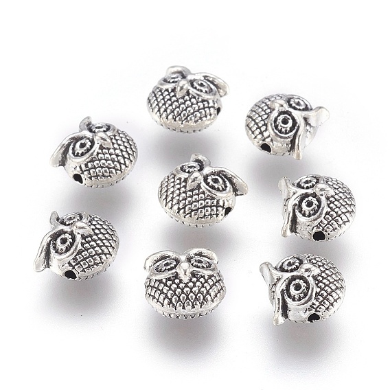 Сплавочные овальные бусины тибетского стиля , сова
