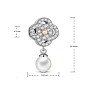 TINYSAND 925 Sterling Silver Charm Flower with Acrylic Pearl & Cubic Zirconia Pendant, 25x13.61x9.31mm, Hole: 4.37mm