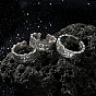 Brass Enamel Cuff Open Rings, Platinum