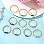 Регулируемые кольца перста природных драгоценных камней, со стеклянными бусинами, стрейч-кольца
