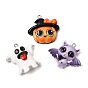 Halloween Printed Opaque Resin Pendants, with Platinum Iron Loops