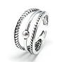 Adjustable Alloy Cuff Finger Rings, Size 7