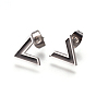 304 Stainless Steel Stud Earrings, with Black Enamel and Ear Nuts/Earring Back, Initial Letter V