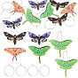 4 pares 4 colores pendientes de aro de aleación y acrílico con forma de mariposa, dorado