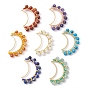 7Pcs 7 Style 201 Stainless Steel Linking Rings, with Gemstone & Glass Seed Beads, Crescent Moon Connector